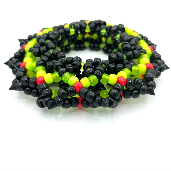 🖤🧪 “Toxic Urchin” Kandi Cuff - Picture 3 of 4